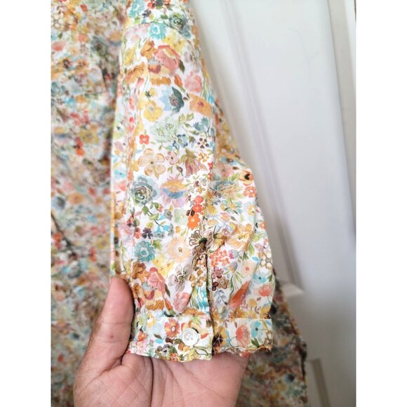 Vintage Makie Floral Print Button-Up Long Nightgown With Peter Pan Collar & Shor - Picture 4 of 12